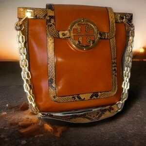 Tory Burch Tan and Gold Accent Shoulder Bag
